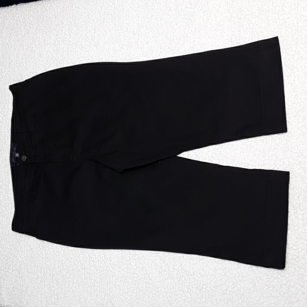 NYDJ Cropped Capri Black Denim Jeans size 14 Style 21086 Cut 20999M Straight Leg